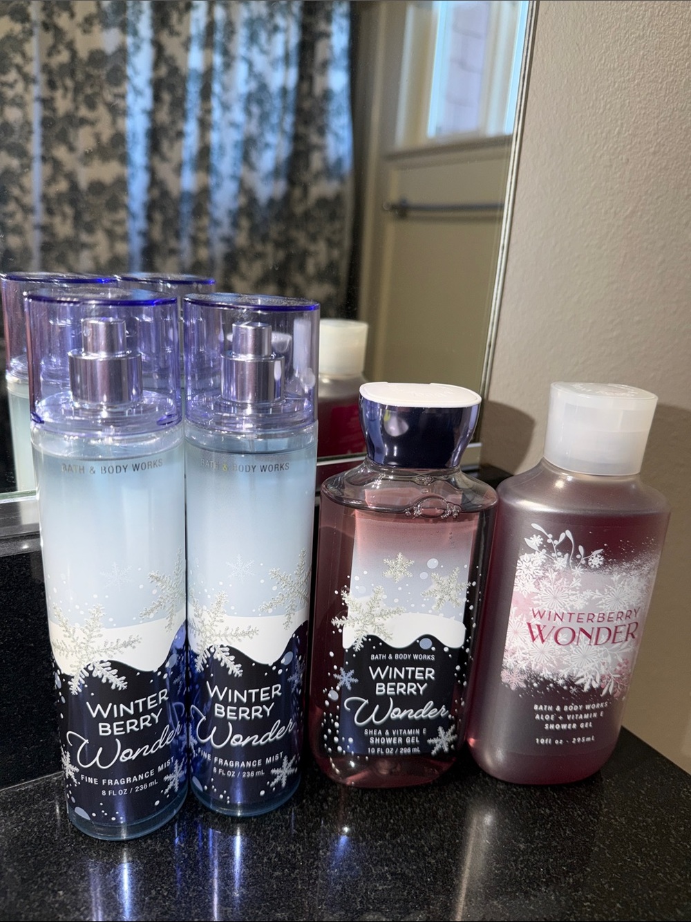 Bath & Body Works Winter Berry Wonder Body Wash & Mist Set - Purple, White, Blue